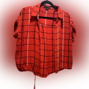 Sanctuary window pane short flannel with tie